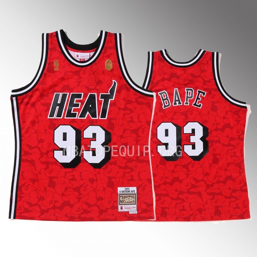 Heat 2022 BAPE Red Jersey #93 Camo Tanktop