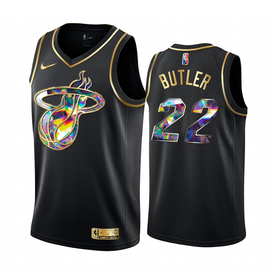 Heat Jimmy Butler Diamond Logo Black 2021-22 Jersey NBA 75th Season