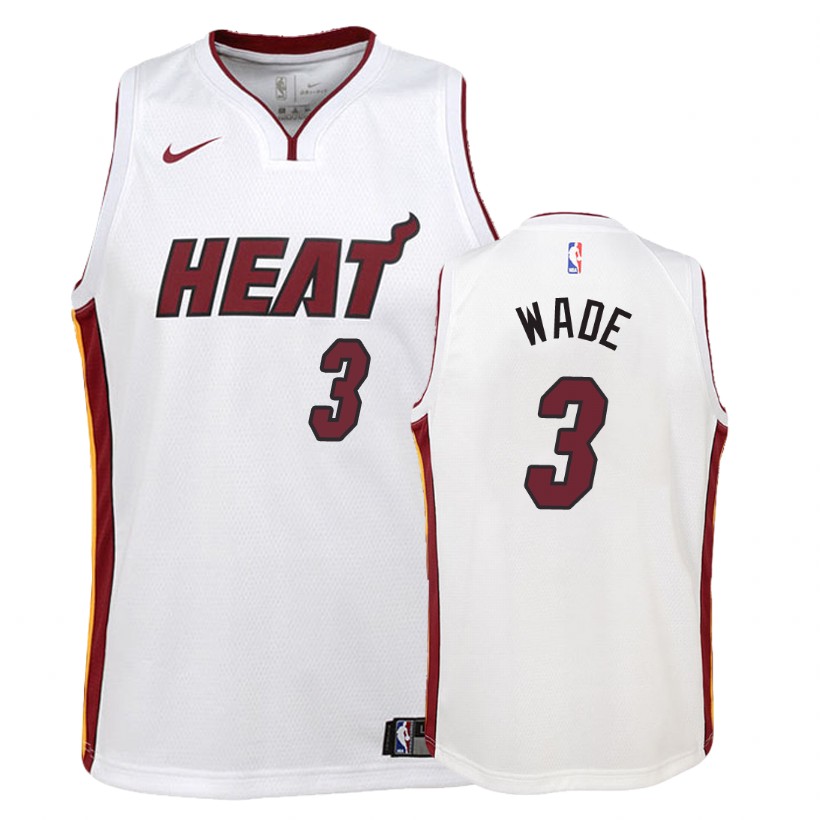Heat Youth Dwyane Wade #3 Association White Jersey