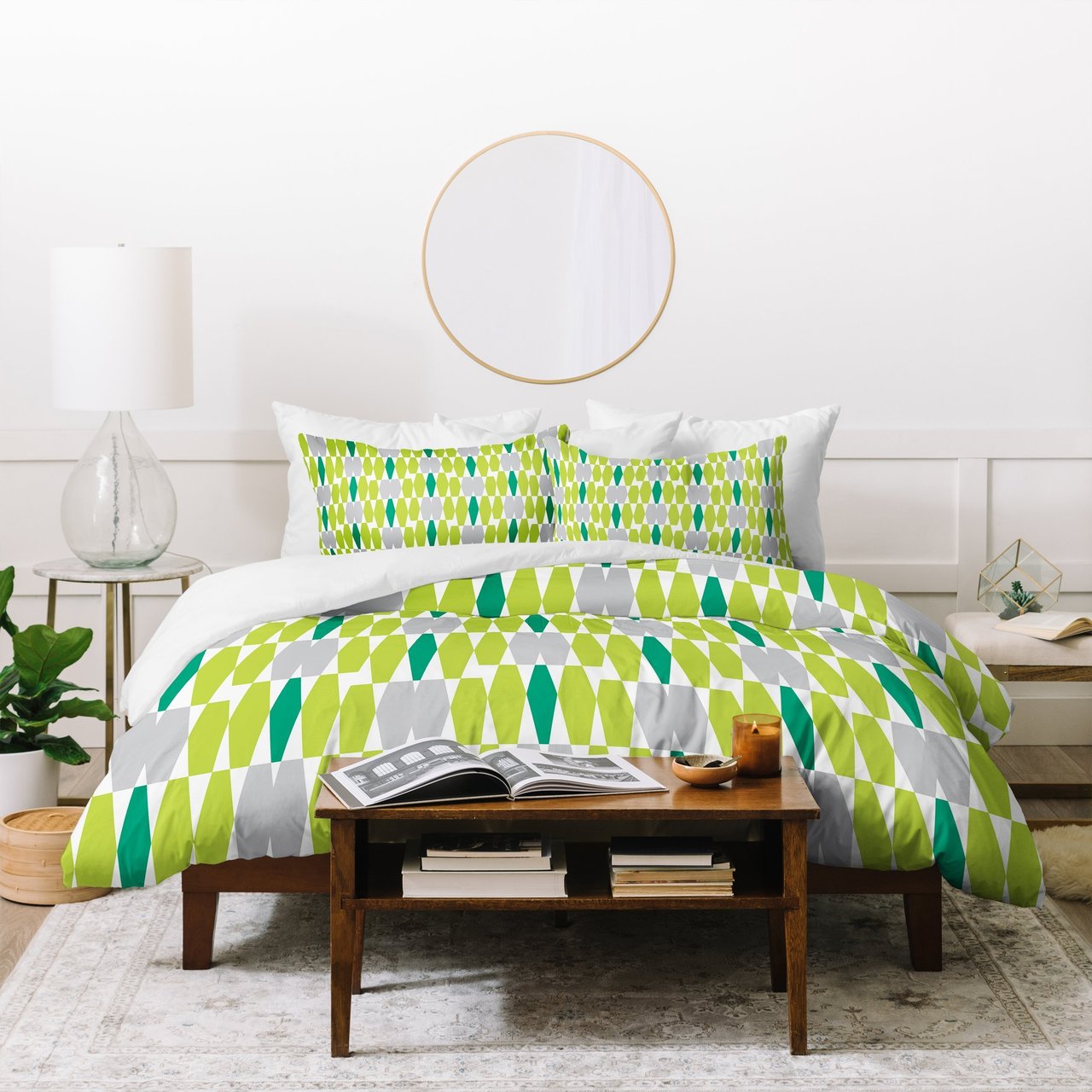 Heather Dutton Abacus Emerald Duvet Cover Bedding Set