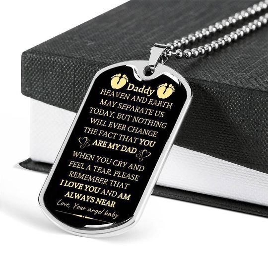 Heaven And Earth May Separate Us Today Dog Tag Necklace Gift For Daddy
