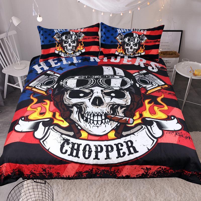Hell Riders Chopper Kull Art Hop 3D Customized Duvet Cover Bedding Set