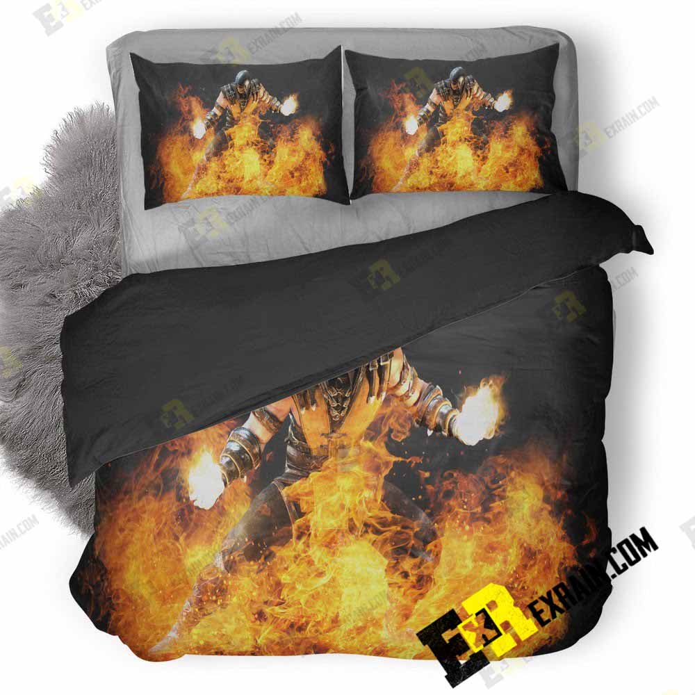 Hellfire Scorpion Mortal Kombat X Artwork Np 3D Customized Duvet Cover Bedding Set