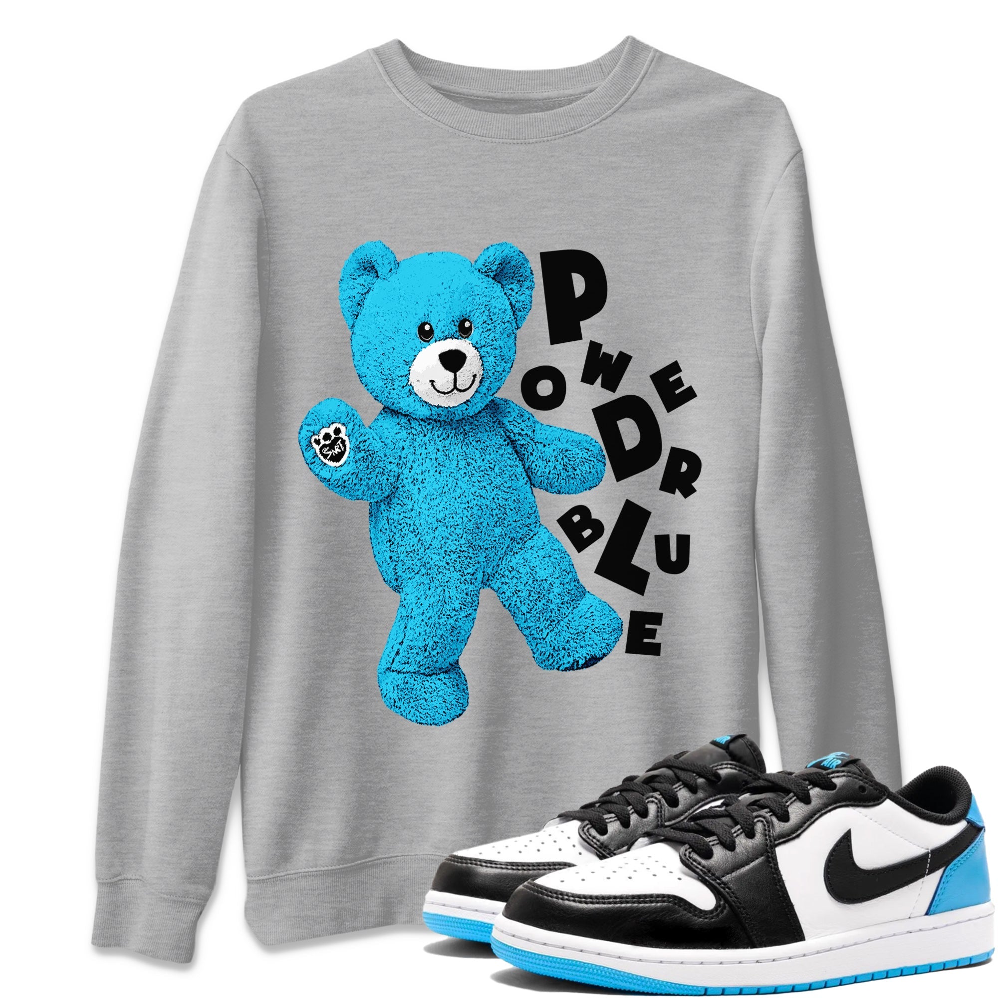 Hello Bear Unisex Sweater – Air Jordan 1 Powder Blue, Sneakers Matching Sweater