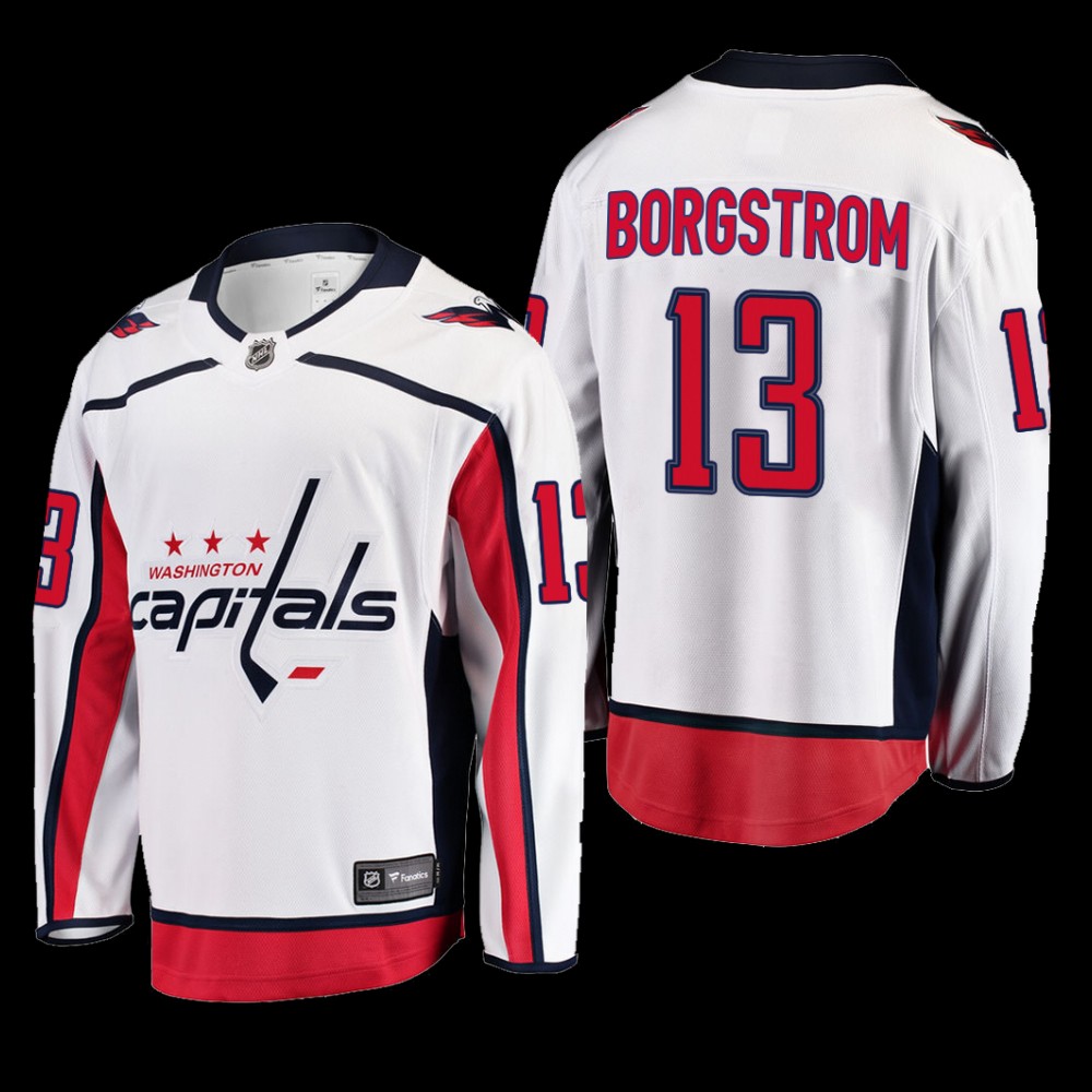 Henrik Borgstrom #13 Washington Capitals Away 2022 White Breakaway Player Jersey