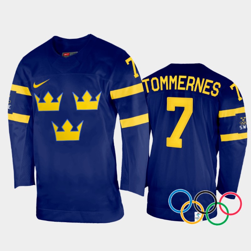 Henrik Tommernes Sweden Navy Away Jersey 2022 Winter Olympics