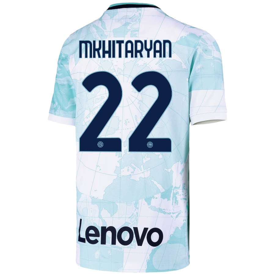Henrikh Mkhitaryan 22 Inter Milan 2022/23 Away Jersey – Youth, Light Green Henrikh Mkhitaryan 22 Inter Milan 2022/23 Away Jersey – Youth, Light Green