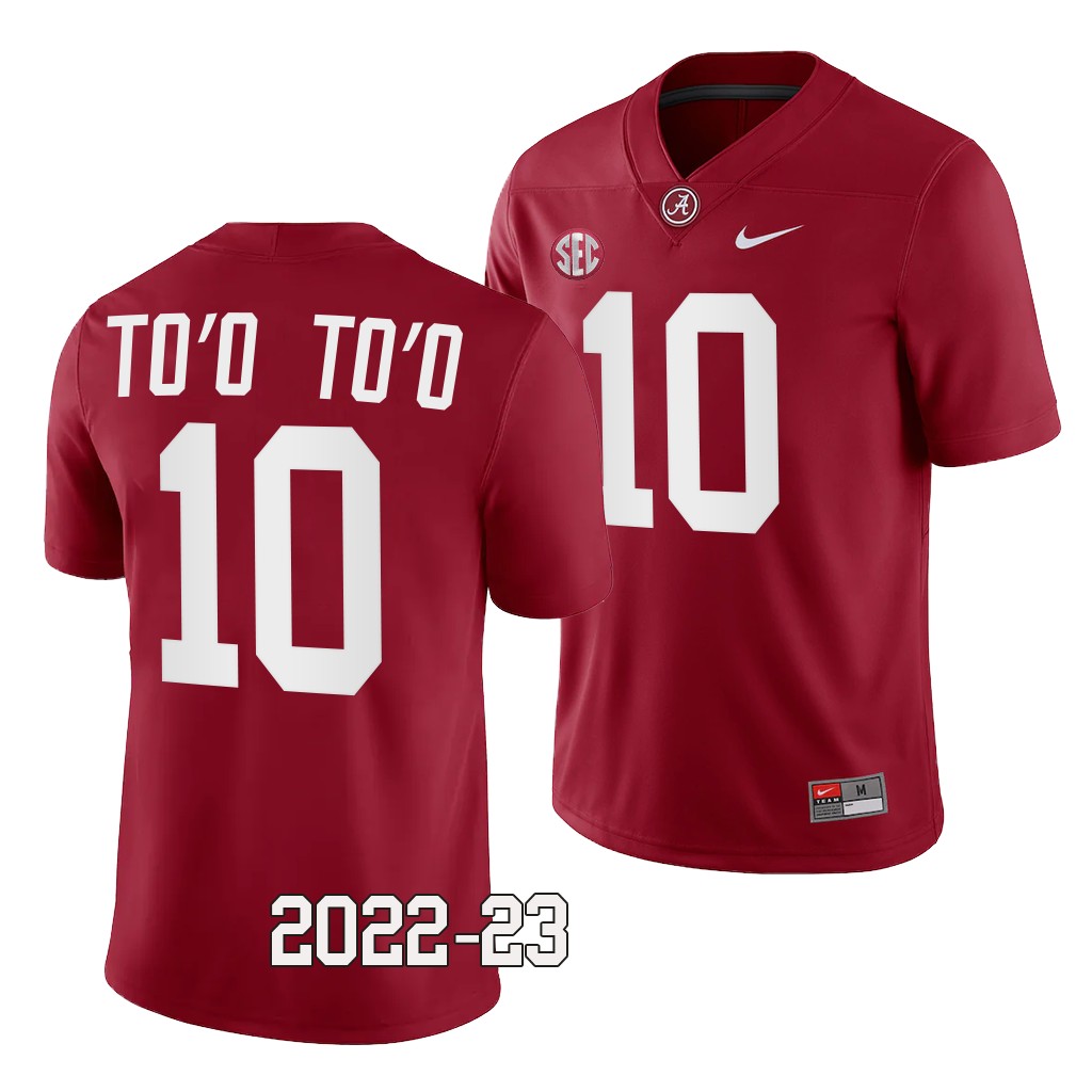 Henry To'o To'o Alabama Crimson Tide 2022-23 College Jersey Men's Crimson #10 Uniform
