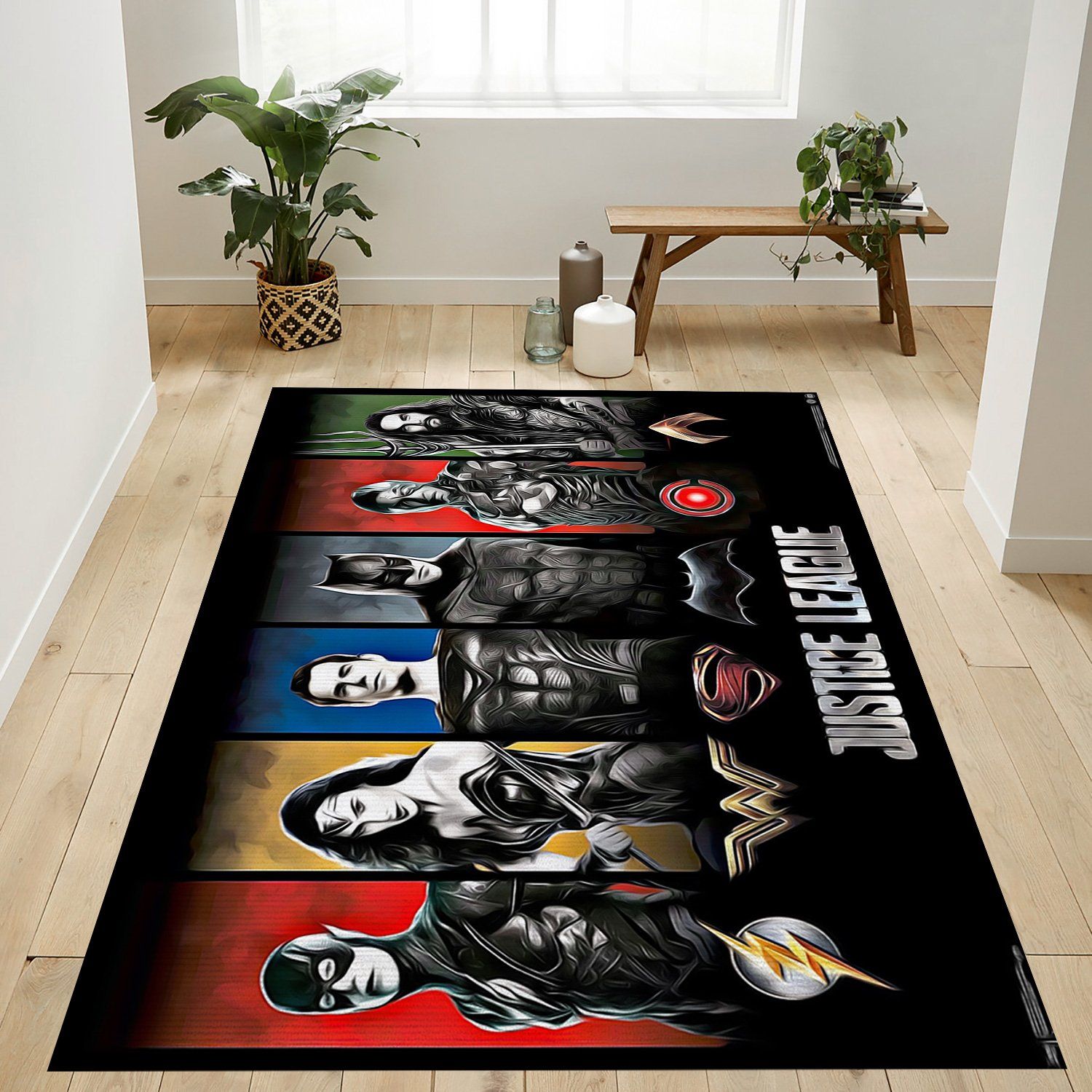 Heroes And Logo Justice League Rectangle Rug – Custom Size And Printing