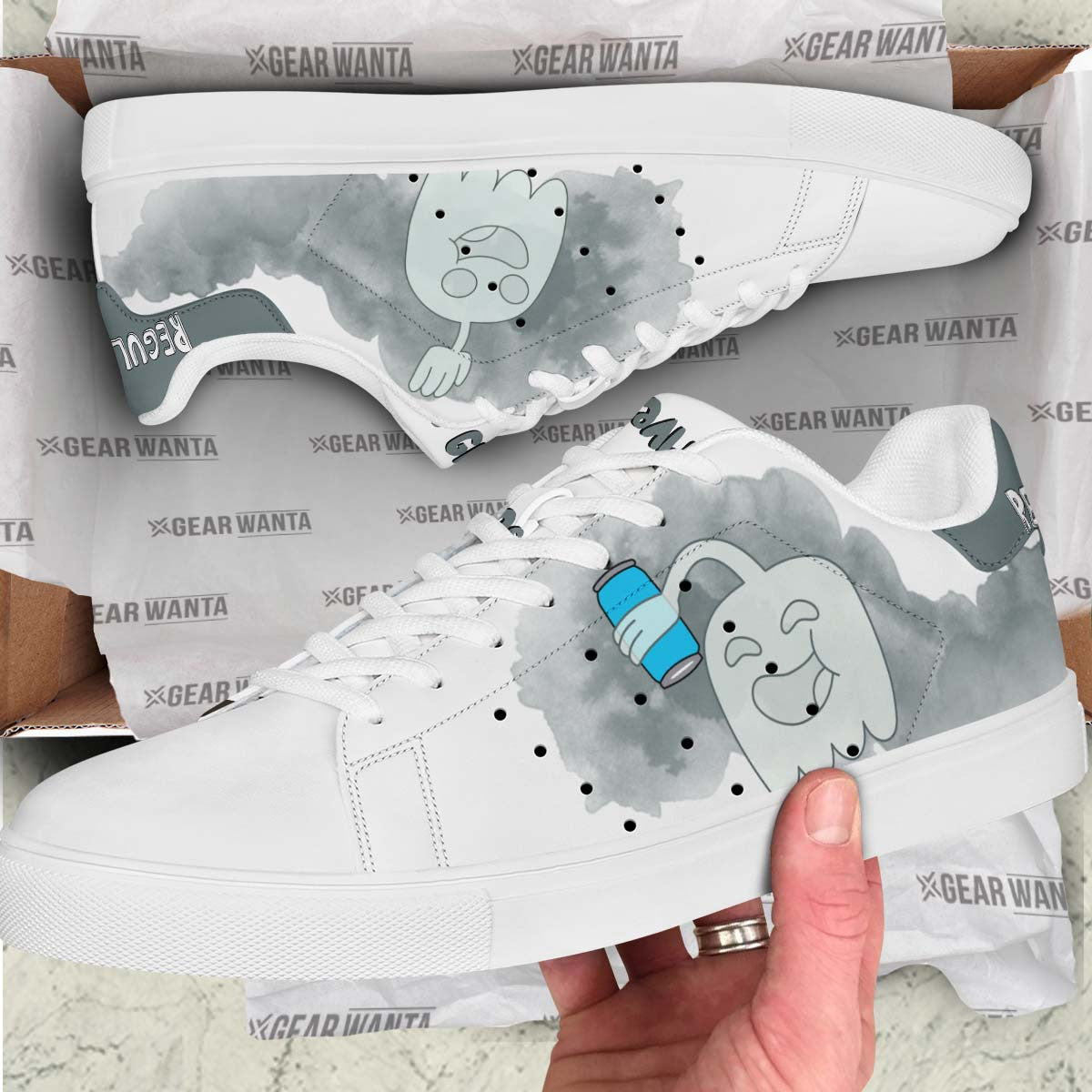 Hi Five Ghost Regular Show Skate Shoes Custom Color Cartoon Sneakers