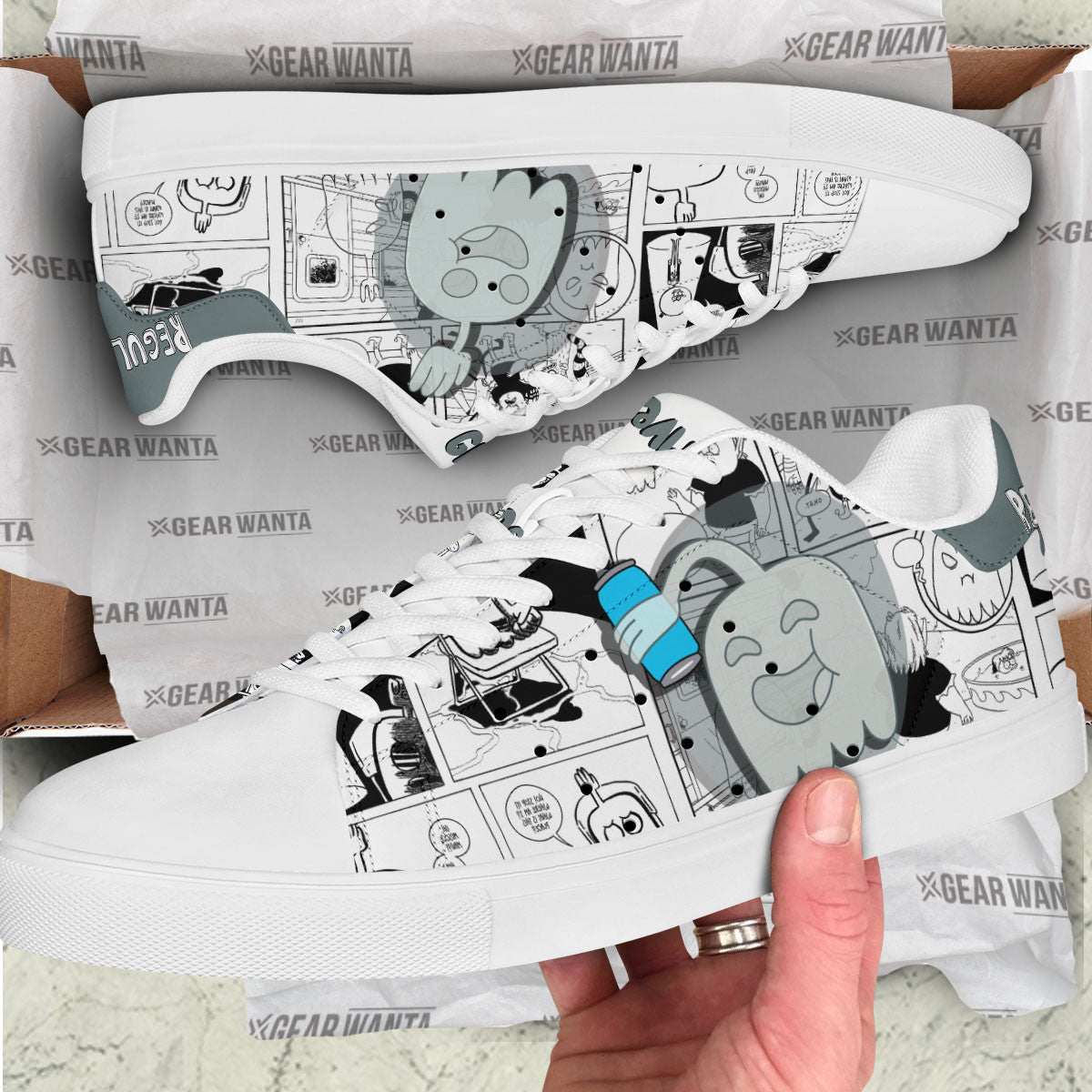 Hi Five Ghost Regular Show Skate Shoes Custom Comic Style