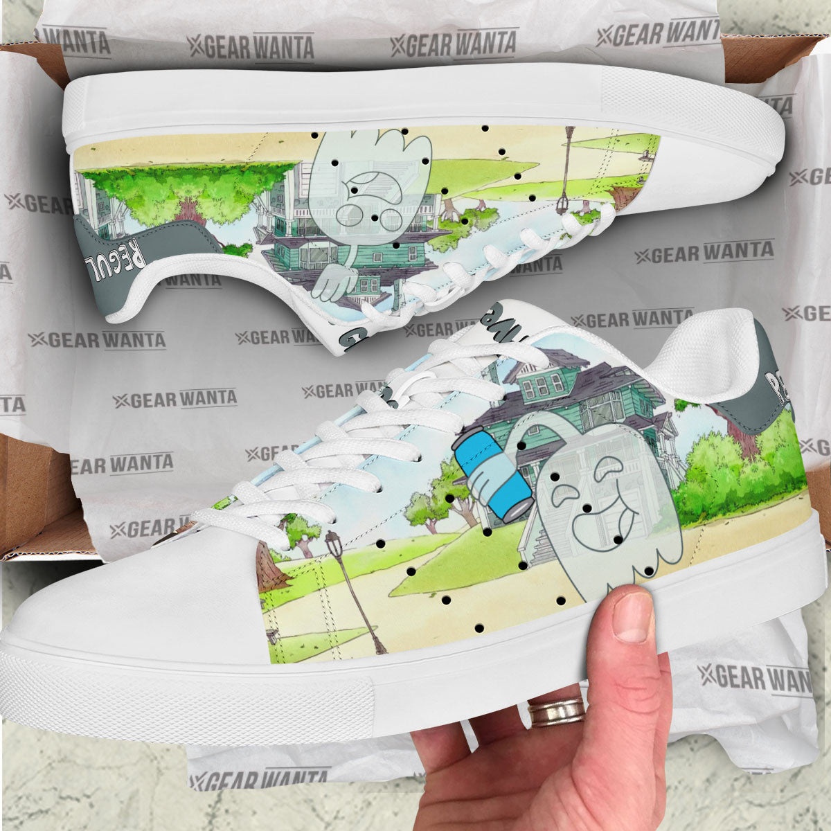Hi Five Ghost Skate Shoes Custom Regular Show Cartoon Fans