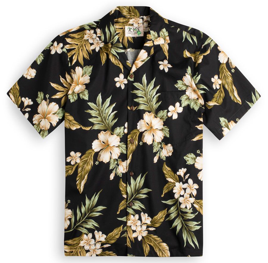 Hibiscus Garden Black Hawaiian Shirt