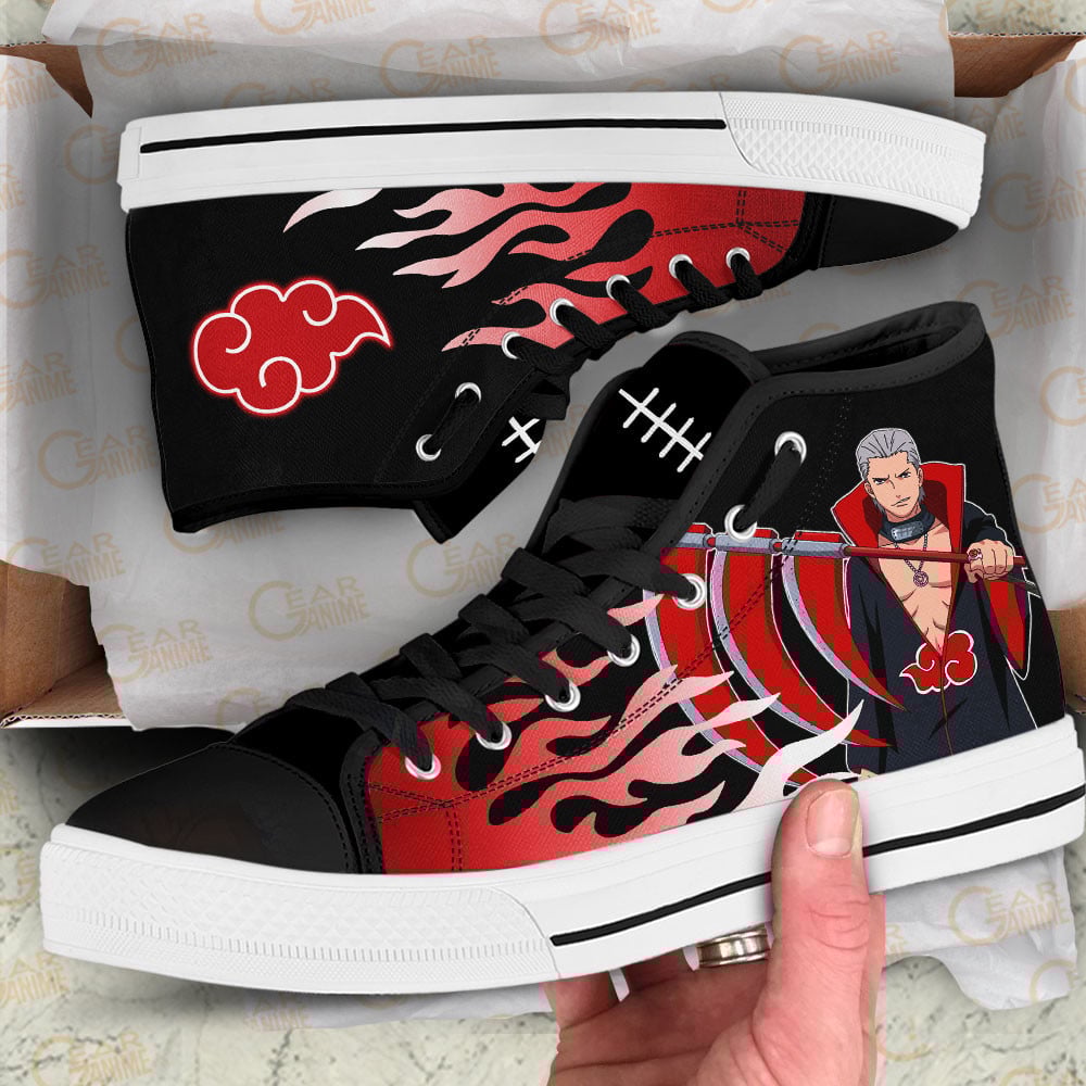 Hidan High Top Shoes Custom Akatsuki Sneakers Flame Style