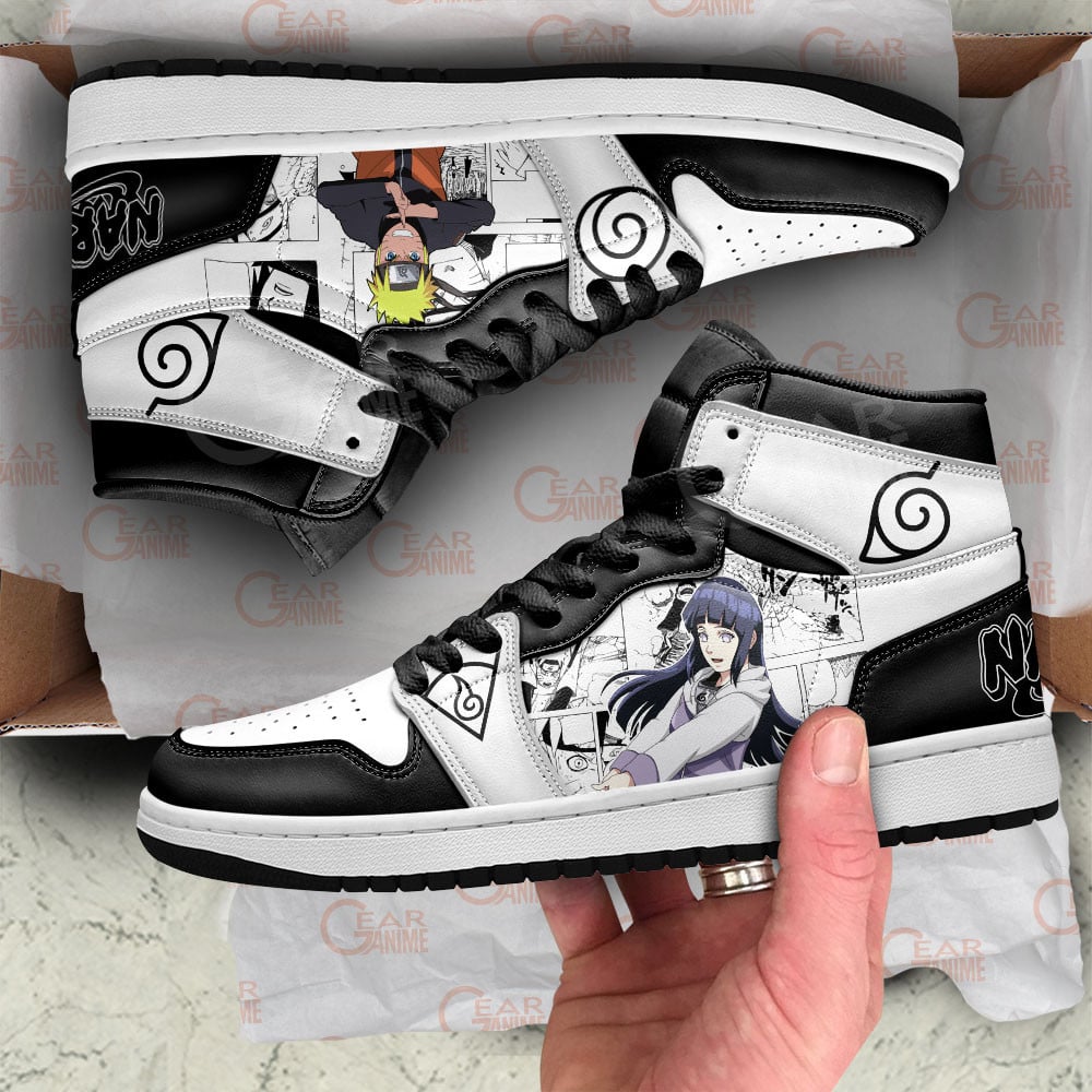 Hinata Hyuga and Naruto Uzumaki JD1s Sneakers Manga Anime Shoes, Air Jordan Hightop