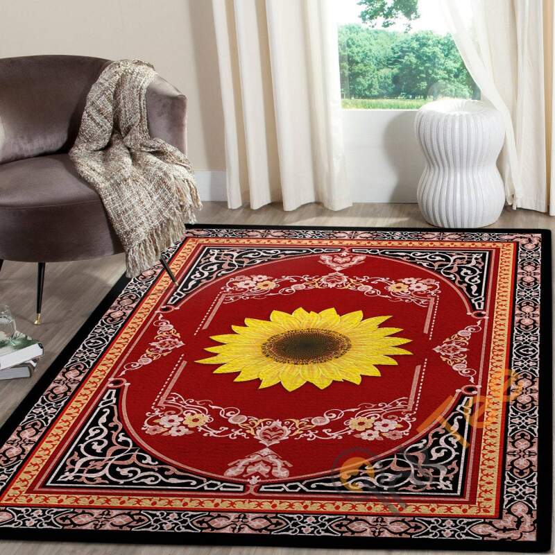 Hippie Gorgeous Sunflower With Luxurious Background Floor Decor Soft Living Room Bedroom Carpet Highlight For Home Rectangle Rug