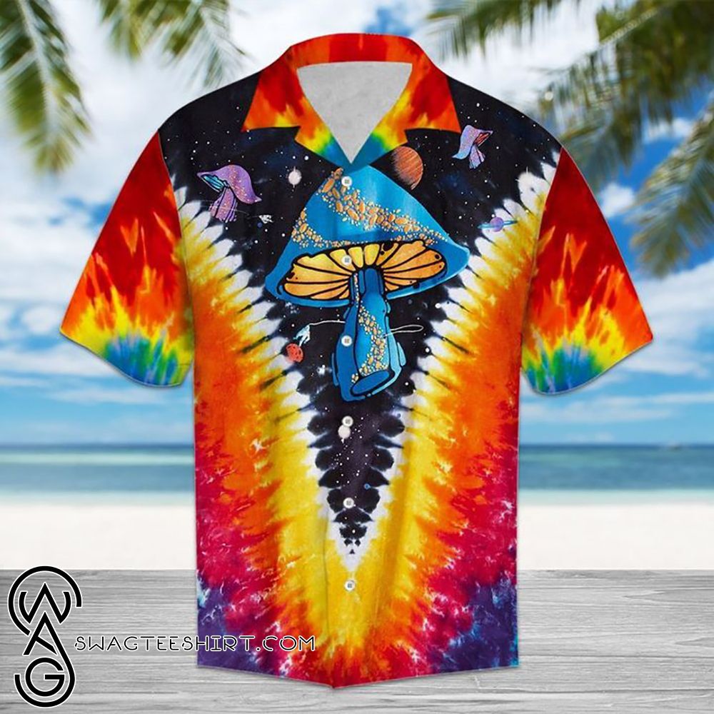 Hippie Mushroom Tie Dye Hawaiian Shirt Maria