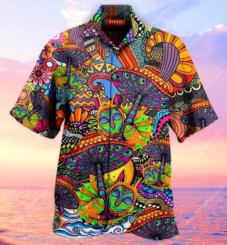 Hippie Mushroom Unisex Hawaiian Shirt