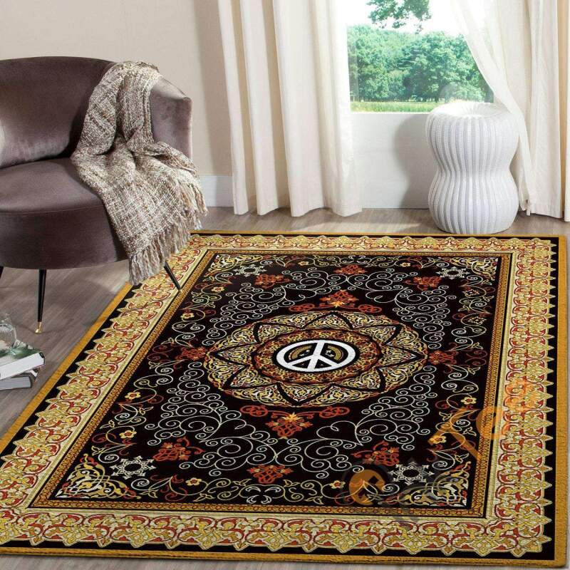Hippie Peace Sign With Gorgeous Patterns Floor Decor Soft Livingroom Bedroom Carpet Highlight For Home Gift Her Rectangle Rug