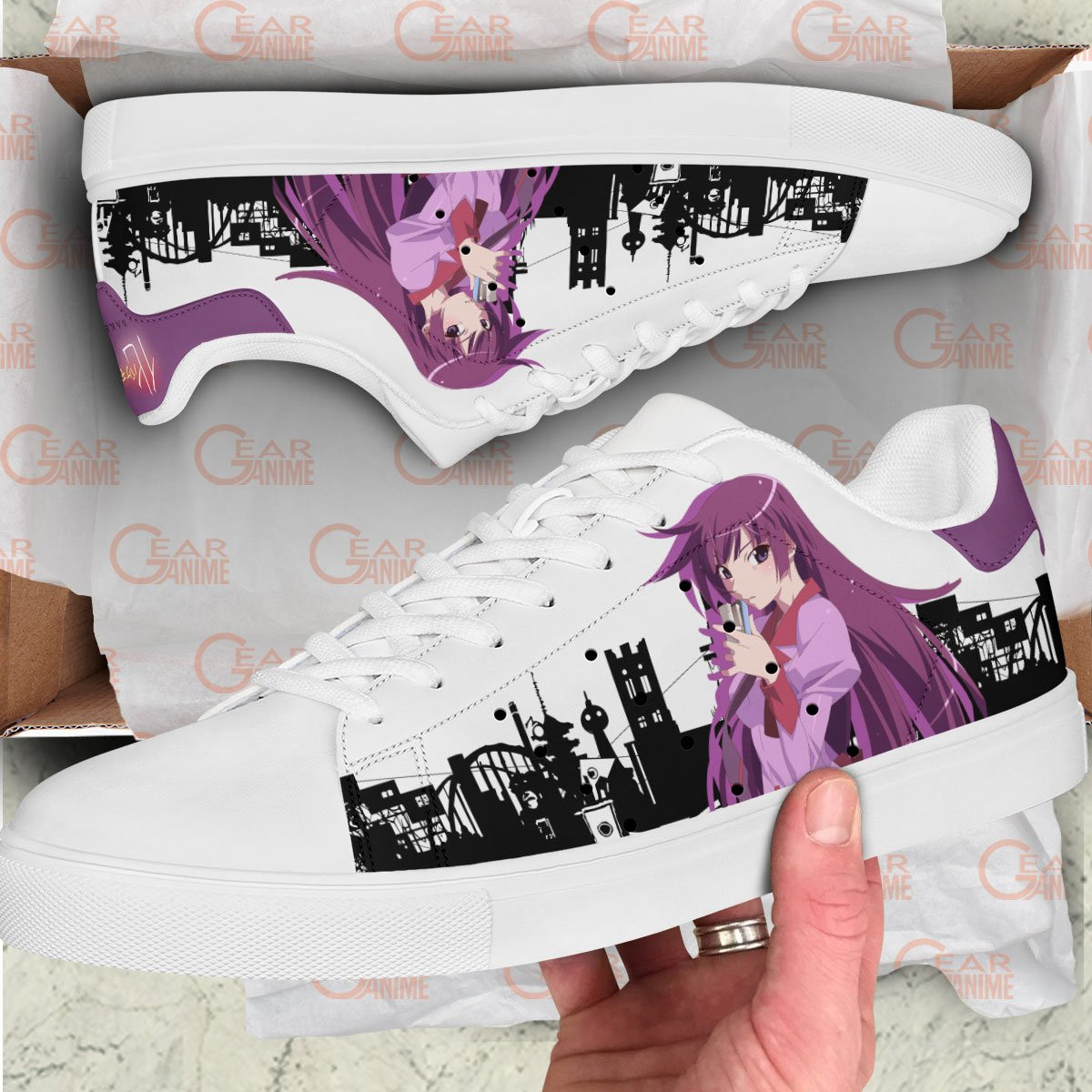 Hitagi Senjougahara Skate Sneakers Custom Anime Bakemonogatari Shoes