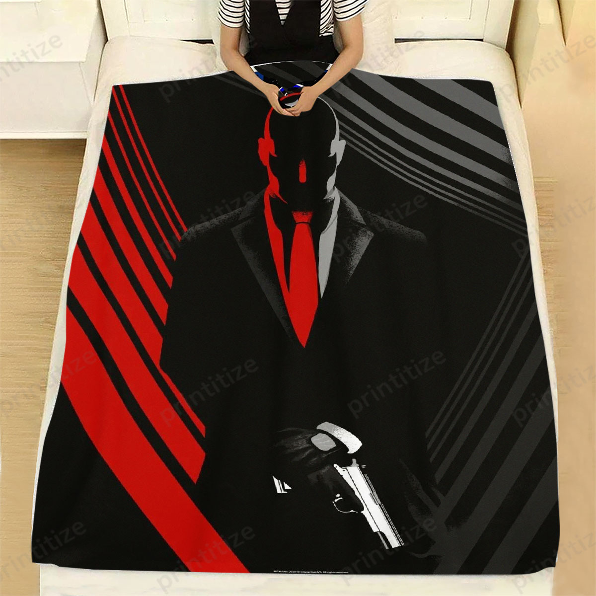 Hitman Crossed Hands Fleece Blanket