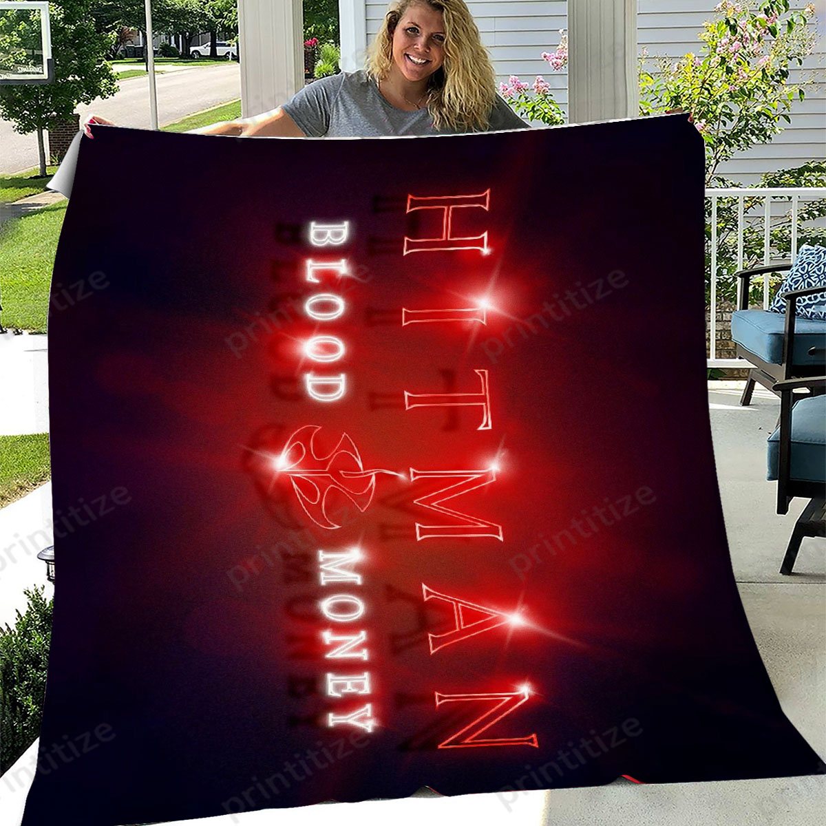 Hitman Red Neon Fleece Blanket
