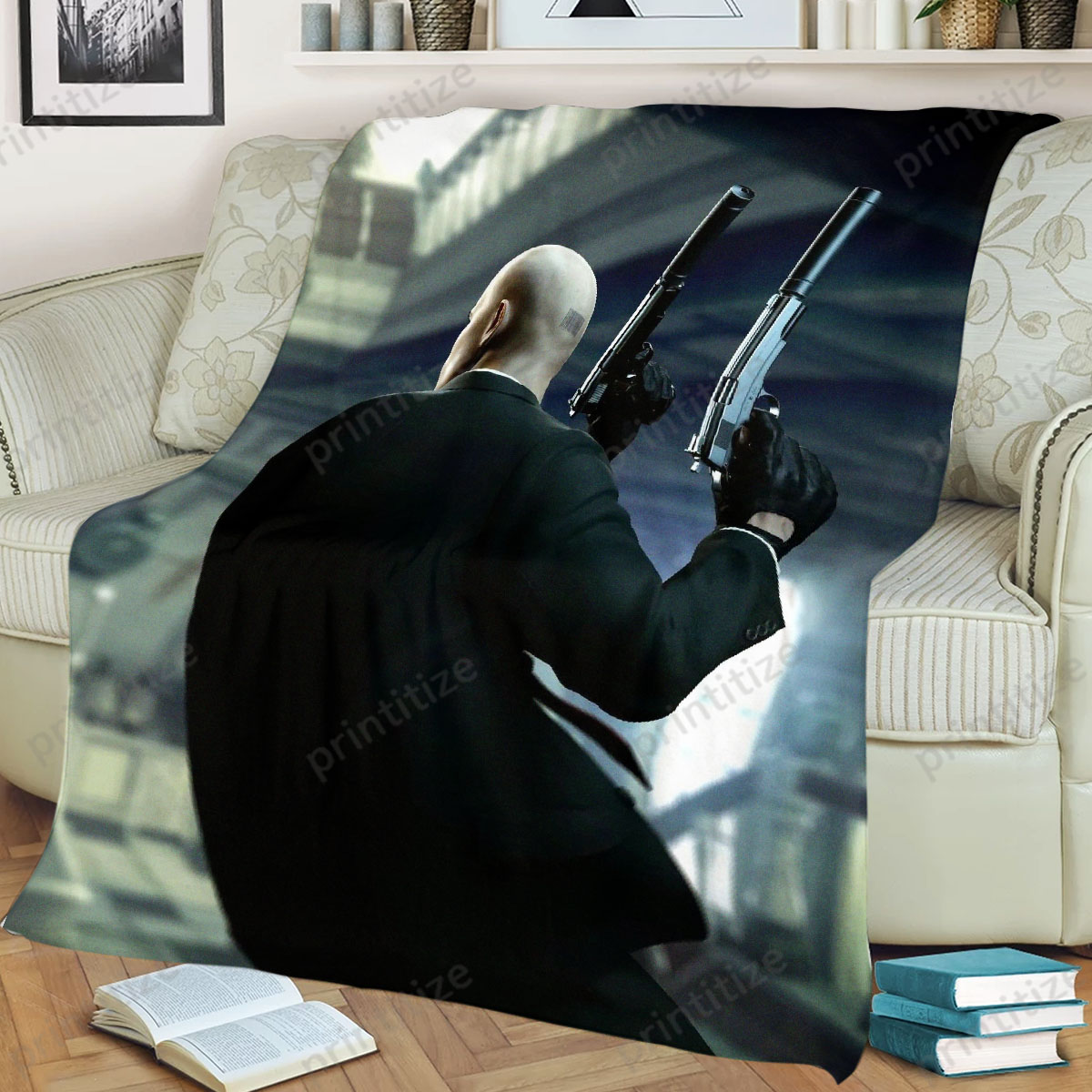 Hitman Silverballers And Barcode Fleece Blanket