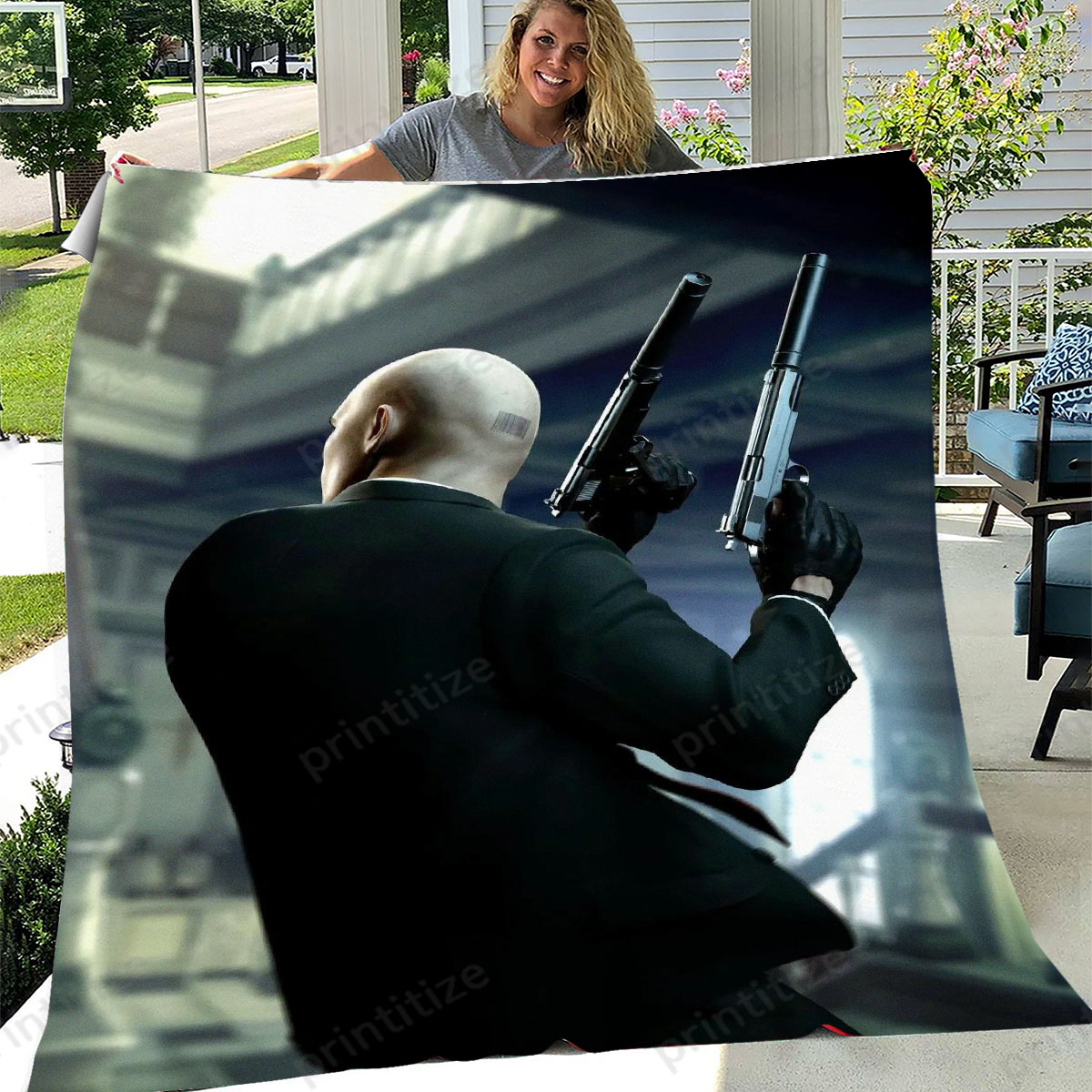 Hitman Silverballers And Barcode Fleece Blanket