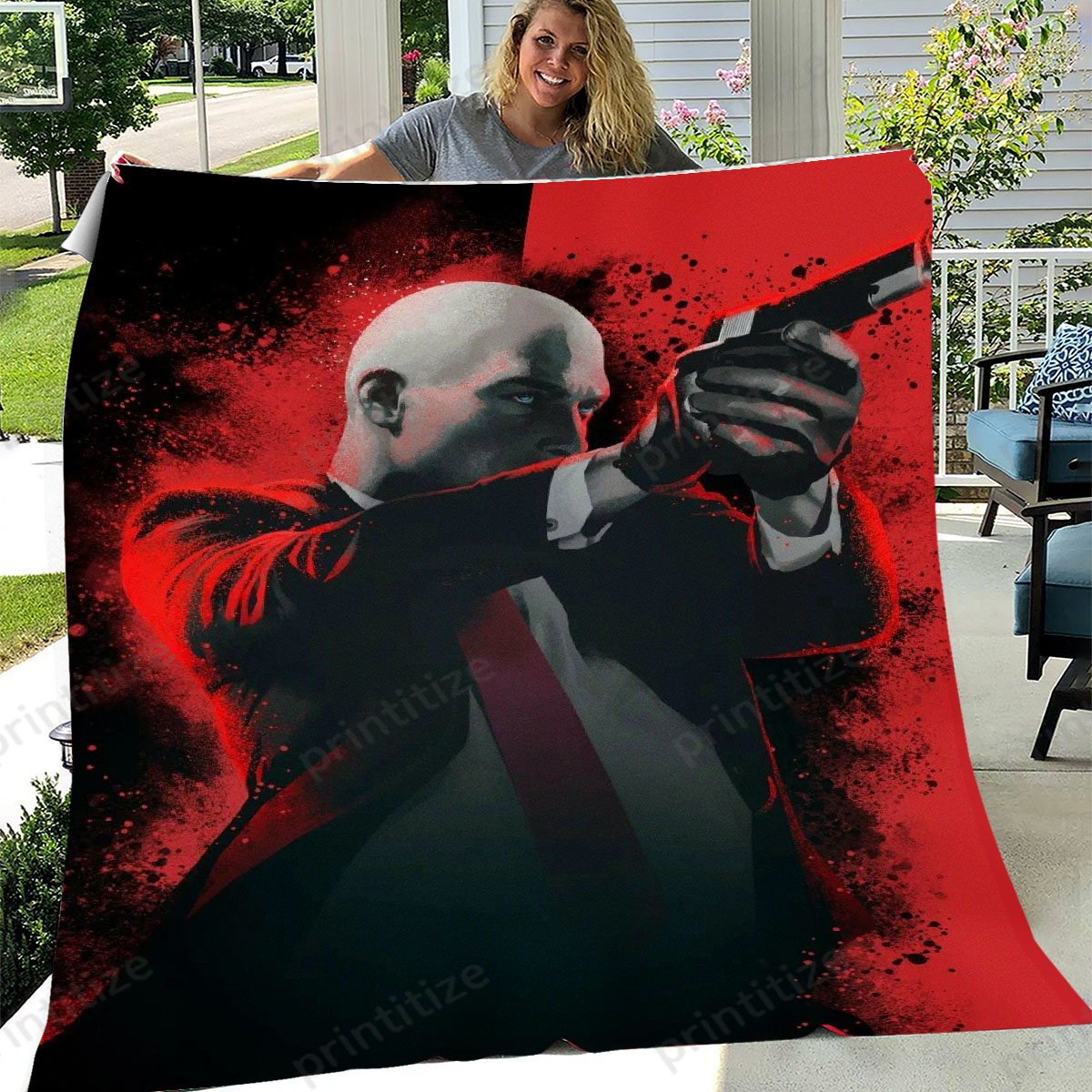 Hitman Splatter Ready For Action Fleece Blanket