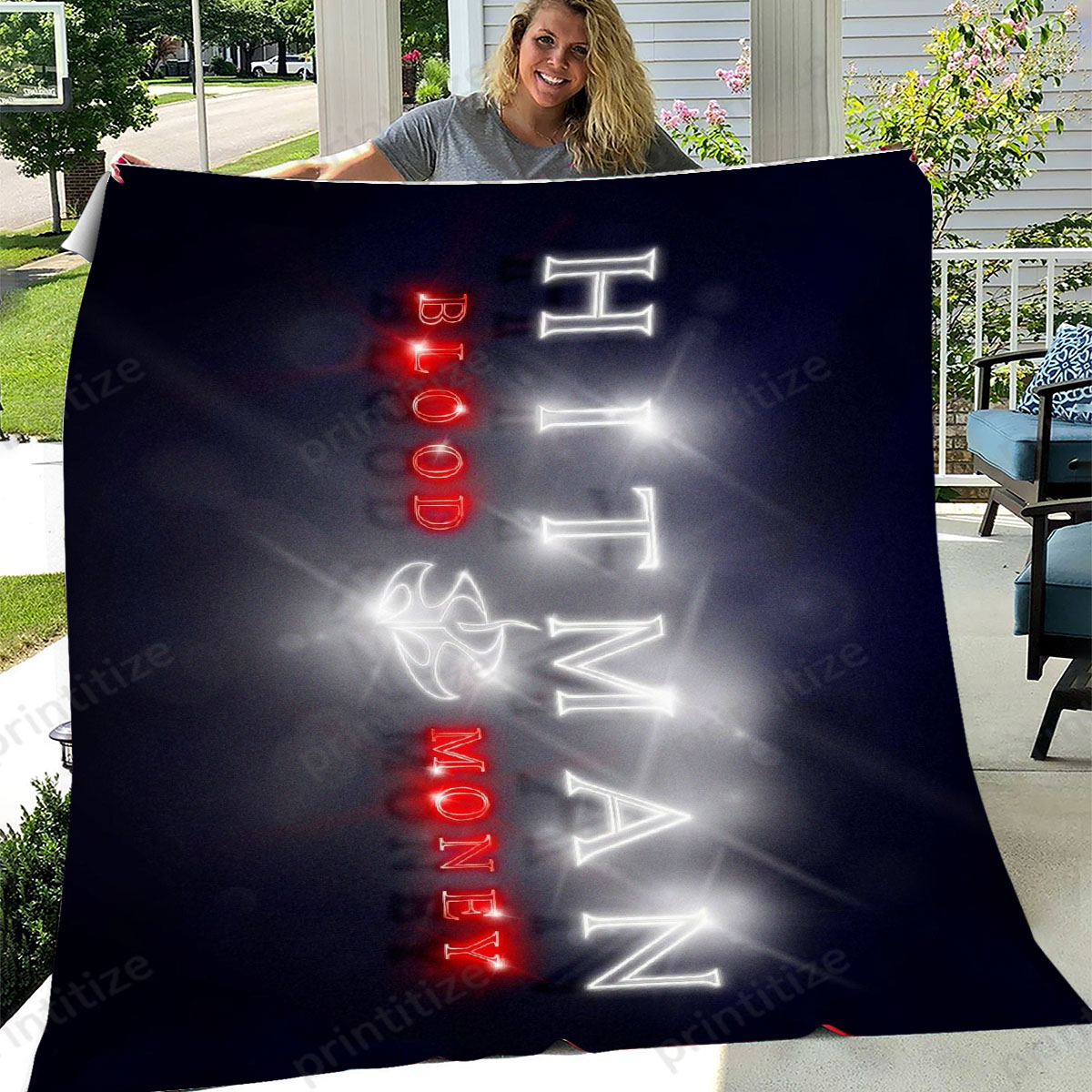 Hitman White Neon Fleece Blanket