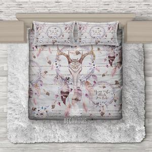 Hno Bohemian Acred Spread Deer Kull Tribal Top View 3D Customized Duvet Cover Bedding Set