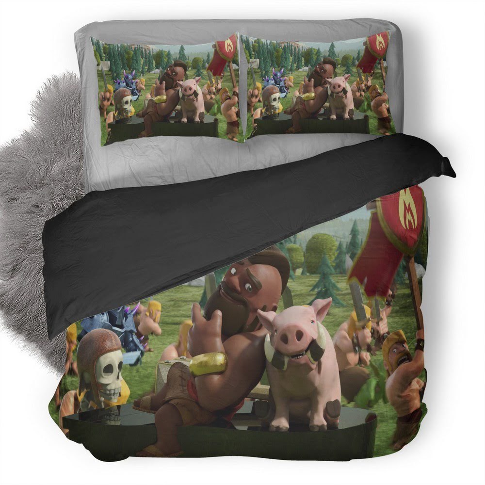 Hog Rider And Pigs Clash Of Clans 3D Customized Duvet Cover Bedding Set