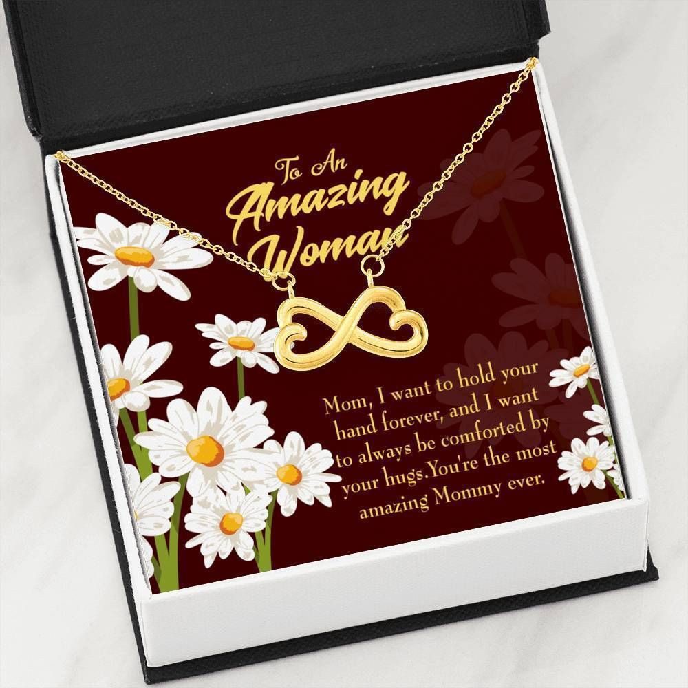 Hold Your Hand Daisy Flower Infinity Heart Necklace Gift For Mom