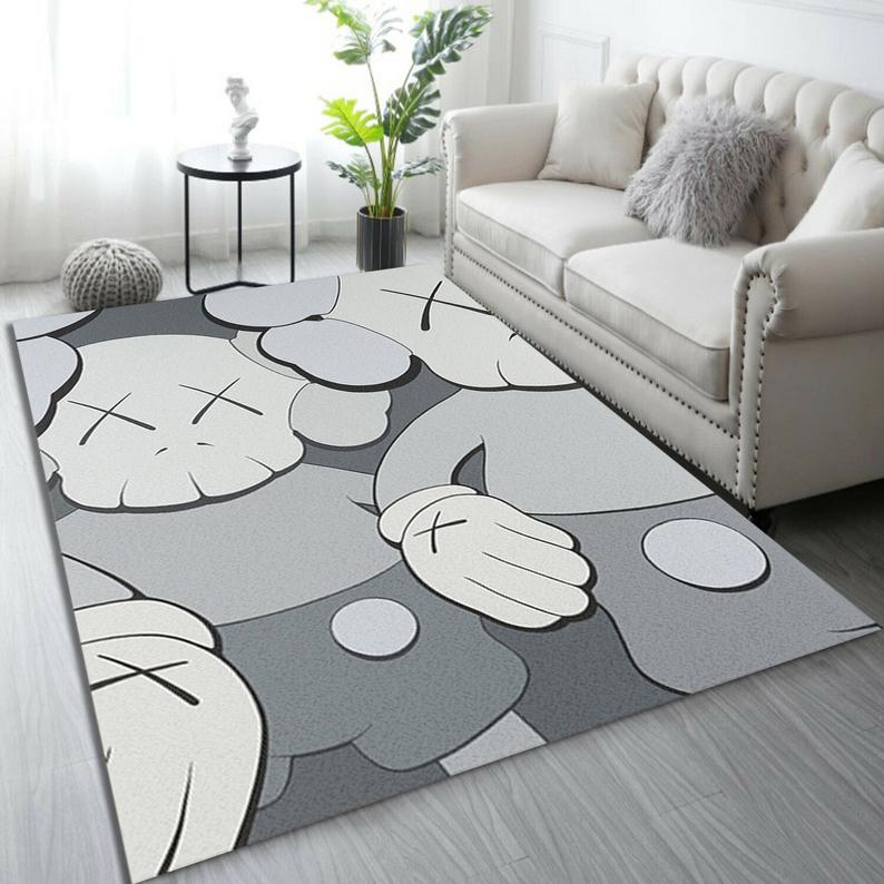 Holiday Grey Kaws Cool Fashion Inspired Carpet Living Room Sneaker Rectangle Rug