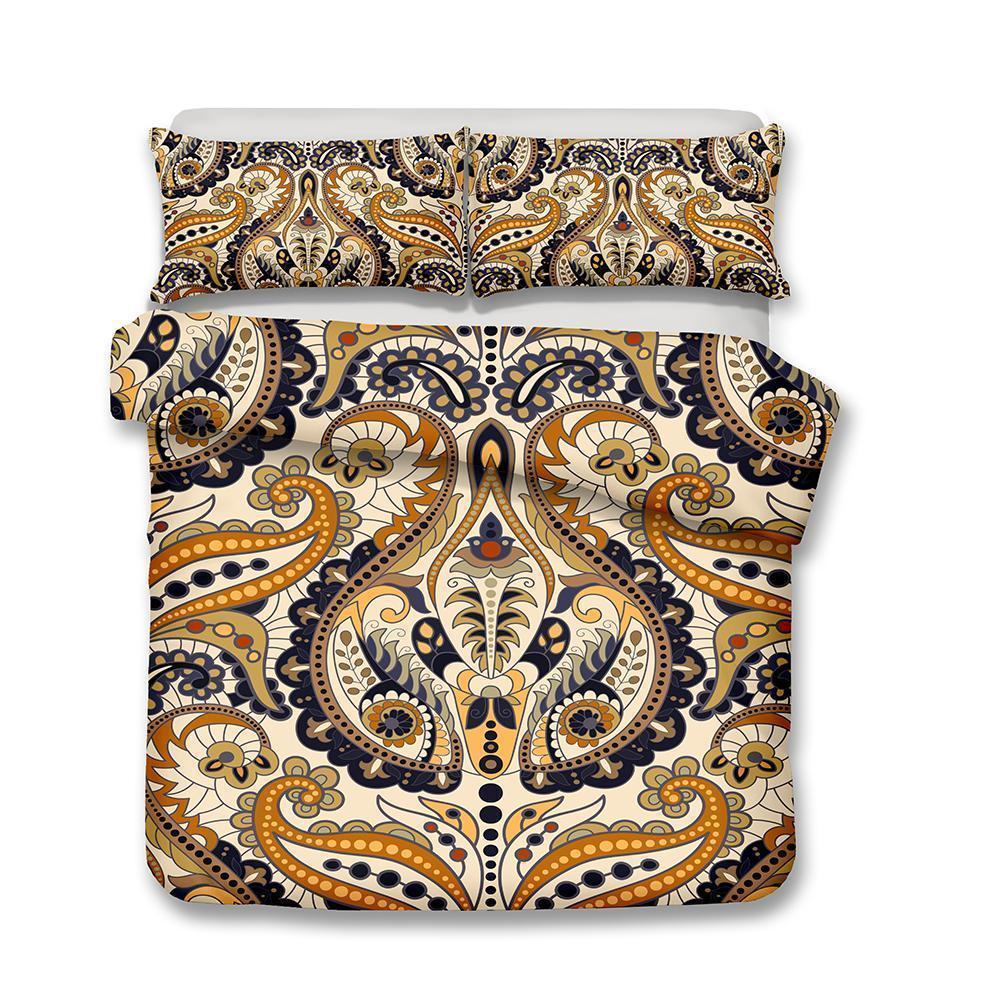 Home Decor Design Art Bohemia Purple Theme Bohemian Boho 3D Customized Duvet Cover Bedding Set