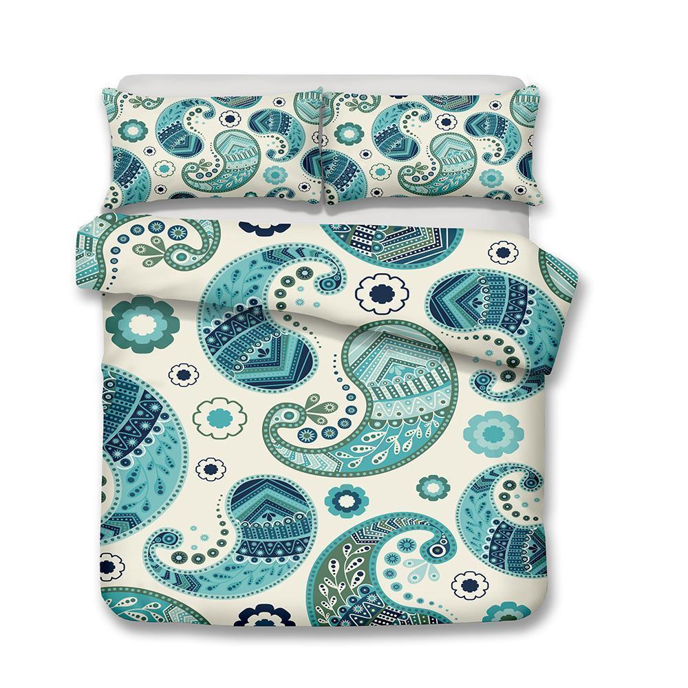 Home Decoration Design Bohemia Green Theme Bohemian Duvet Cover Bedding Set