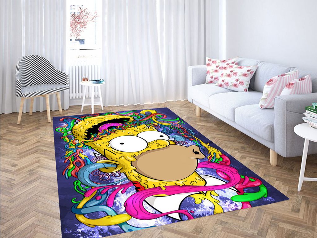 Homer Brain Melted Living Room Modern Carpet Rectangle Rug