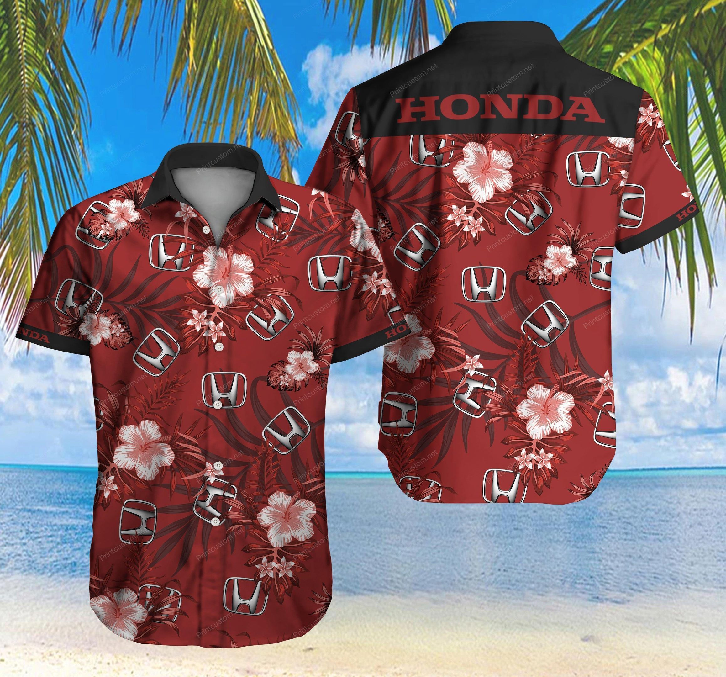 Honda Hawaii Shirt Summer Button Up Shirt For Men Beach Wear Hawaii Shirt Hawaiian Beach