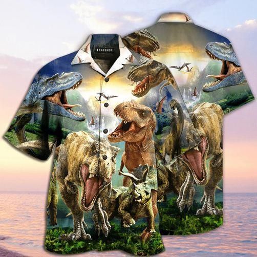 Honor Dinosaur In The Jurassic Period Hawaiian Aloha Shirts