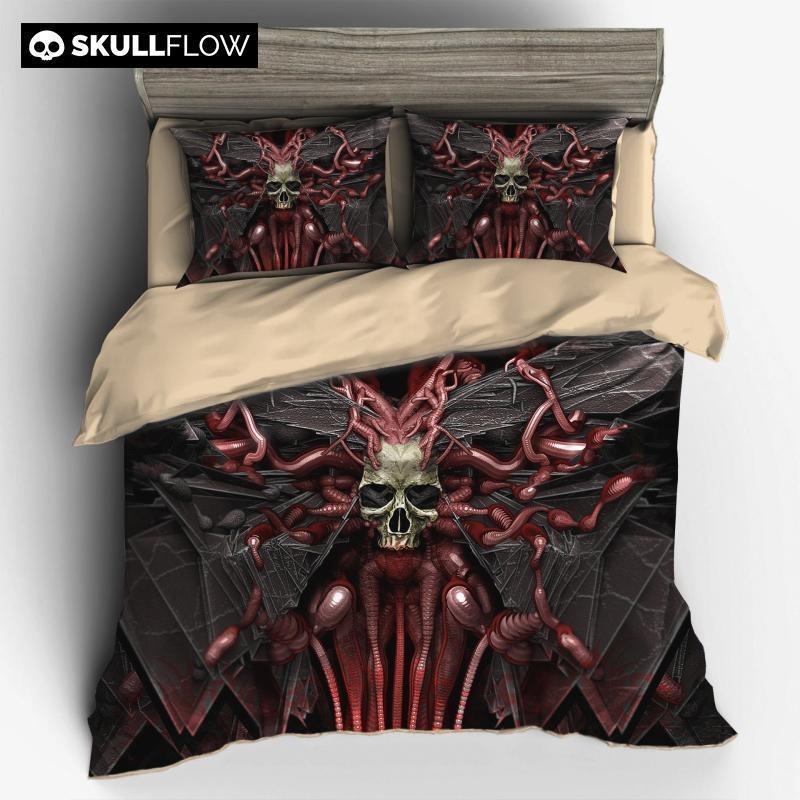 Horror Worm Maggot Skull 3D Customized Duvet Cover Bedding Set