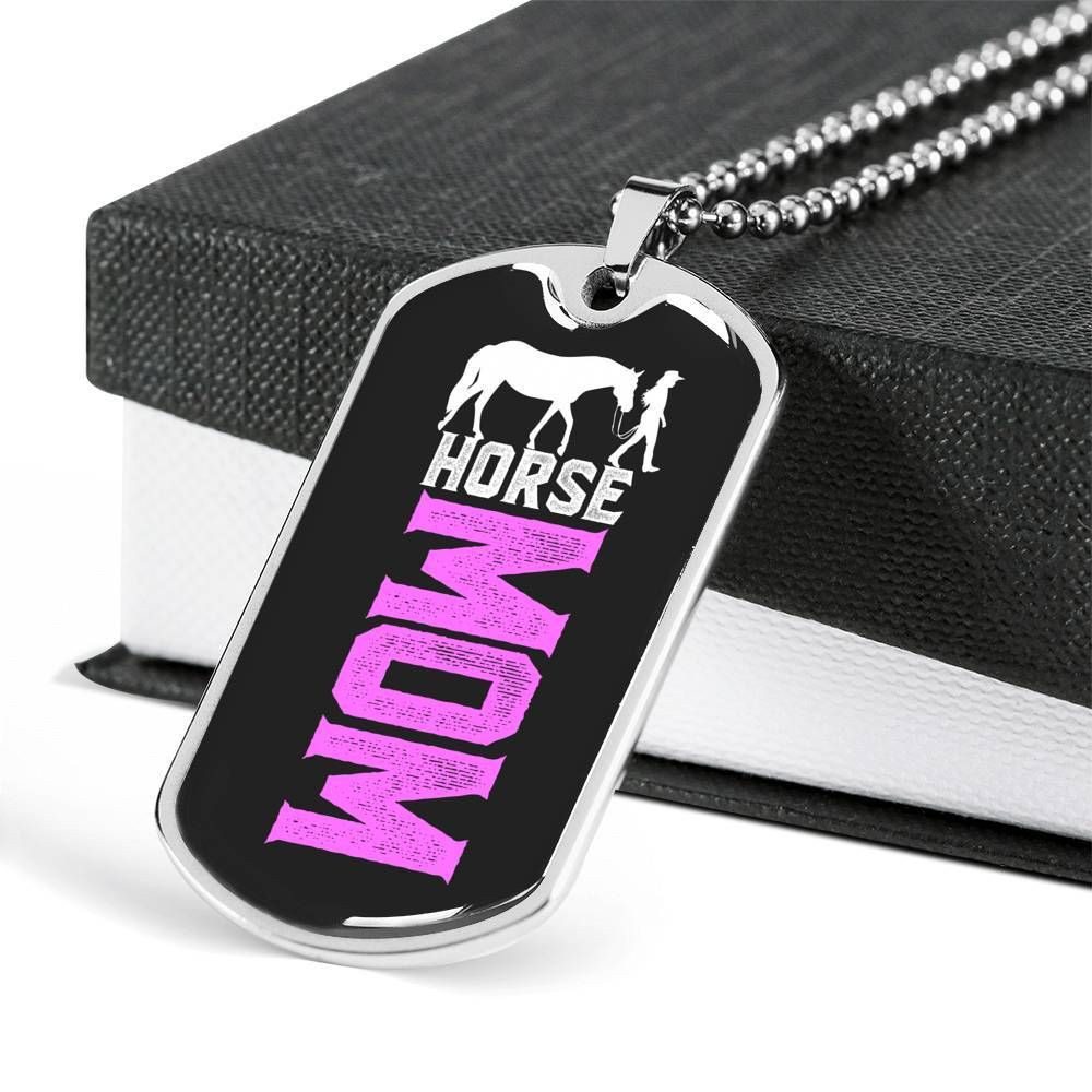 Horse Back Rider Mommy Dog Tag Necklace Gift For Mom Who Loves Horse