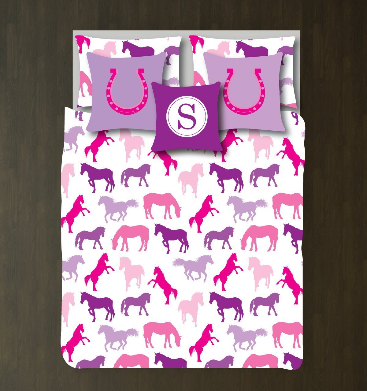 Horse For Equestrians Customized Purples And Pinks Duvet Cover Bedding Set