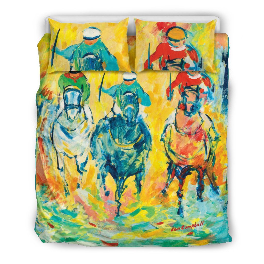 Horse Racing 3D Customized Duvet Cover Bedding Set