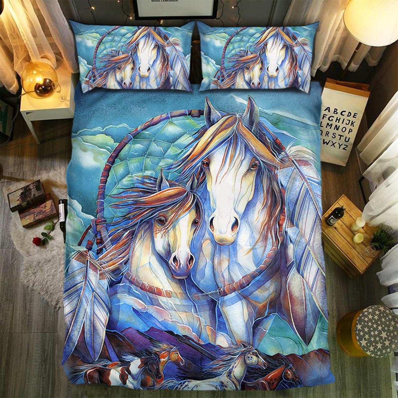 Horses And Dreamcatcher 3D Customized Duvet Cover Bedding Set