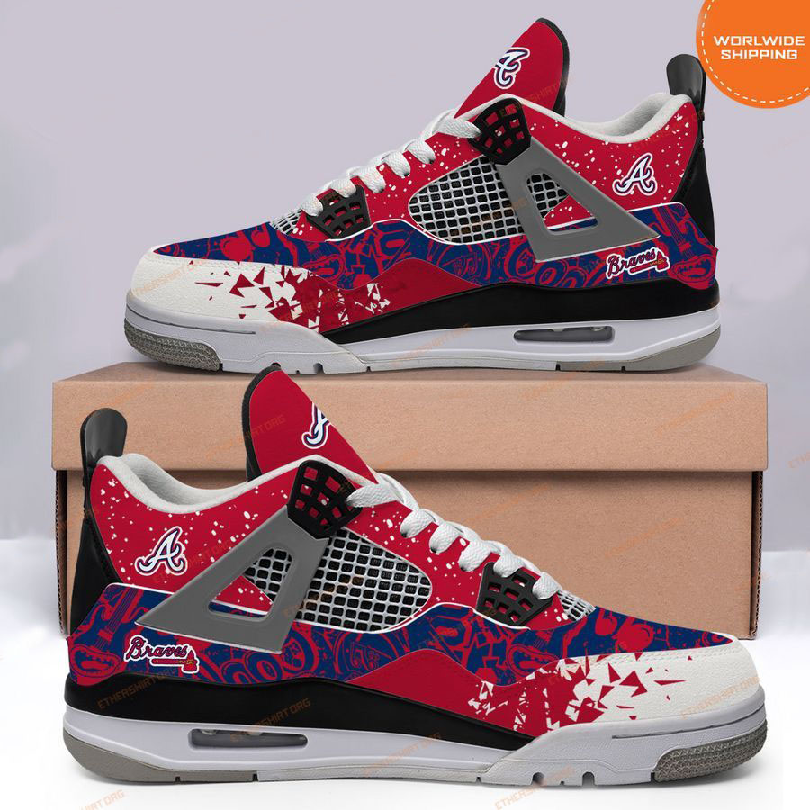 HOT Atlanta Braves Air Jordan 4 Sneakers