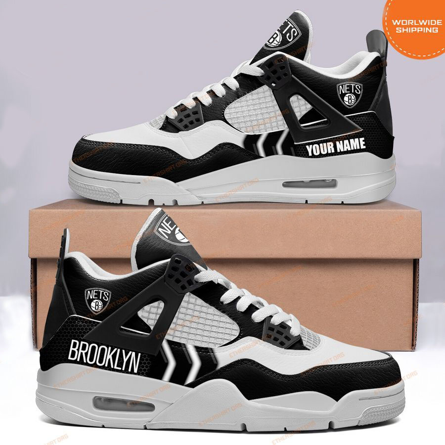 HOT Brooklyn Nets Custom Name Air Jordan 4 Sneaker