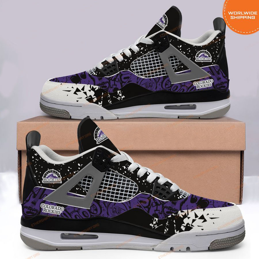 HOT Colorado Rockies Air Jordan 4 Sneakers