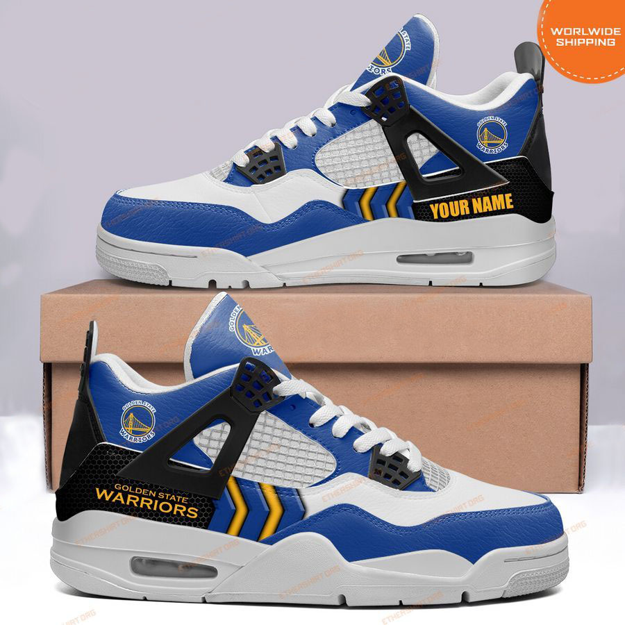 HOT Golden State Warriors Custom Name Air Jordan 4 Sneaker