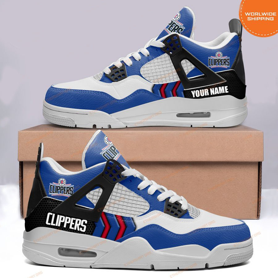 HOT Los Angeles Clippers Custom Name Air Jordan 4 Sneaker