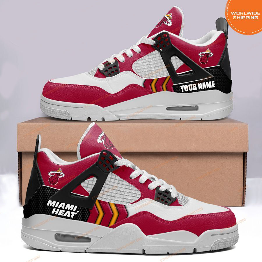 HOT Miami Heat Custom Name Air Jordan 4 Sneaker